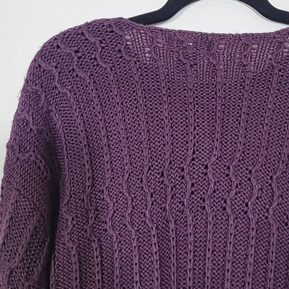 Vintage The Limited Womens Chunky Knit Henley Sweater Size S Purple Wool Blend - Picture 9 of 13